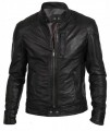 Men's Black Classic Fashion Biker Jacket In Real Leather