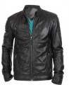 Men's New Black Genuine Lambskin Leather Motorcycle Jacket