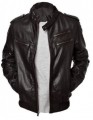 Men's Bomber Jacket In Lambskin Leather With Rib Knitted Hem