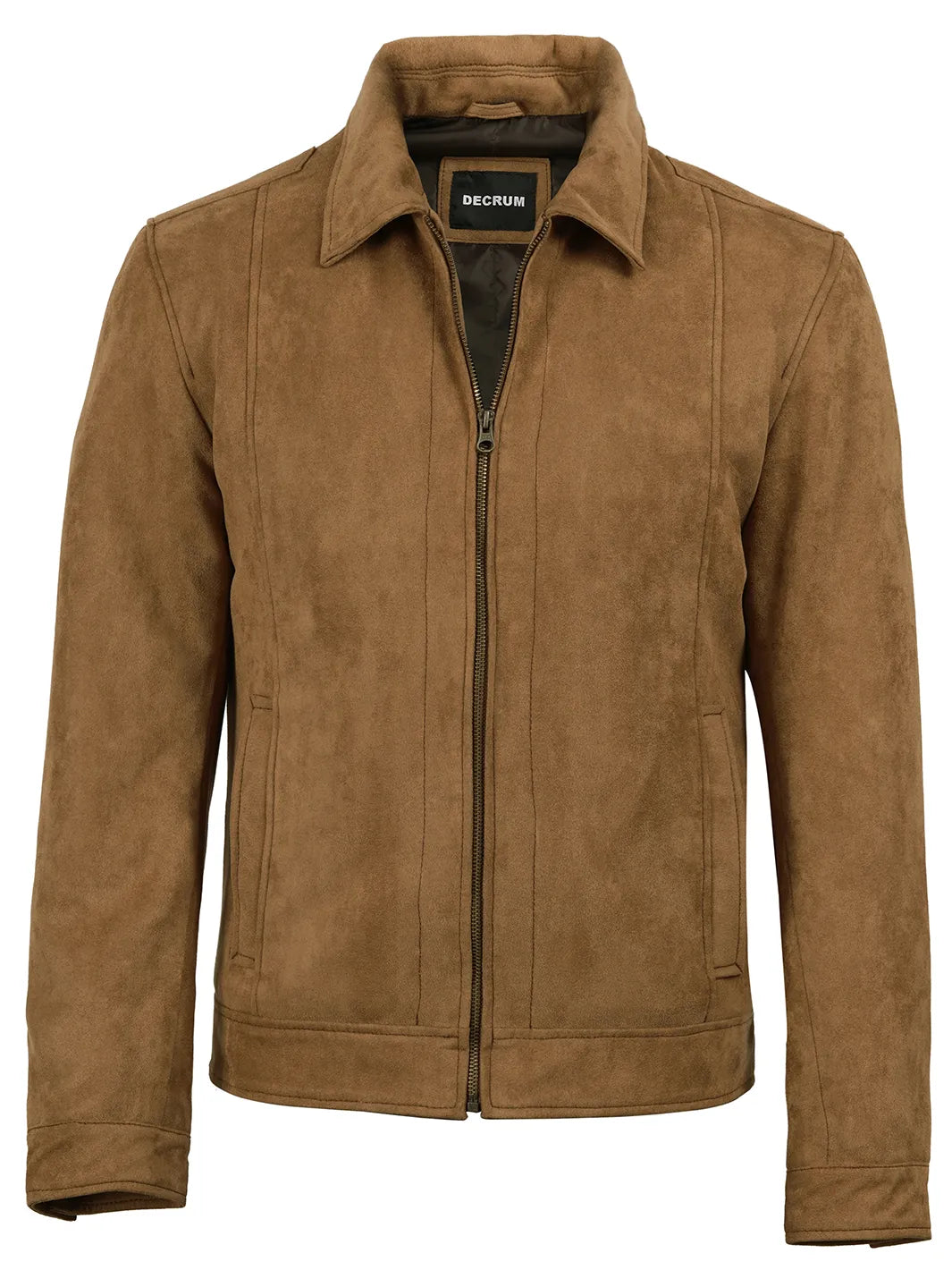 Men's Light Brown Faux Suede Harrington Jacket - Image 4