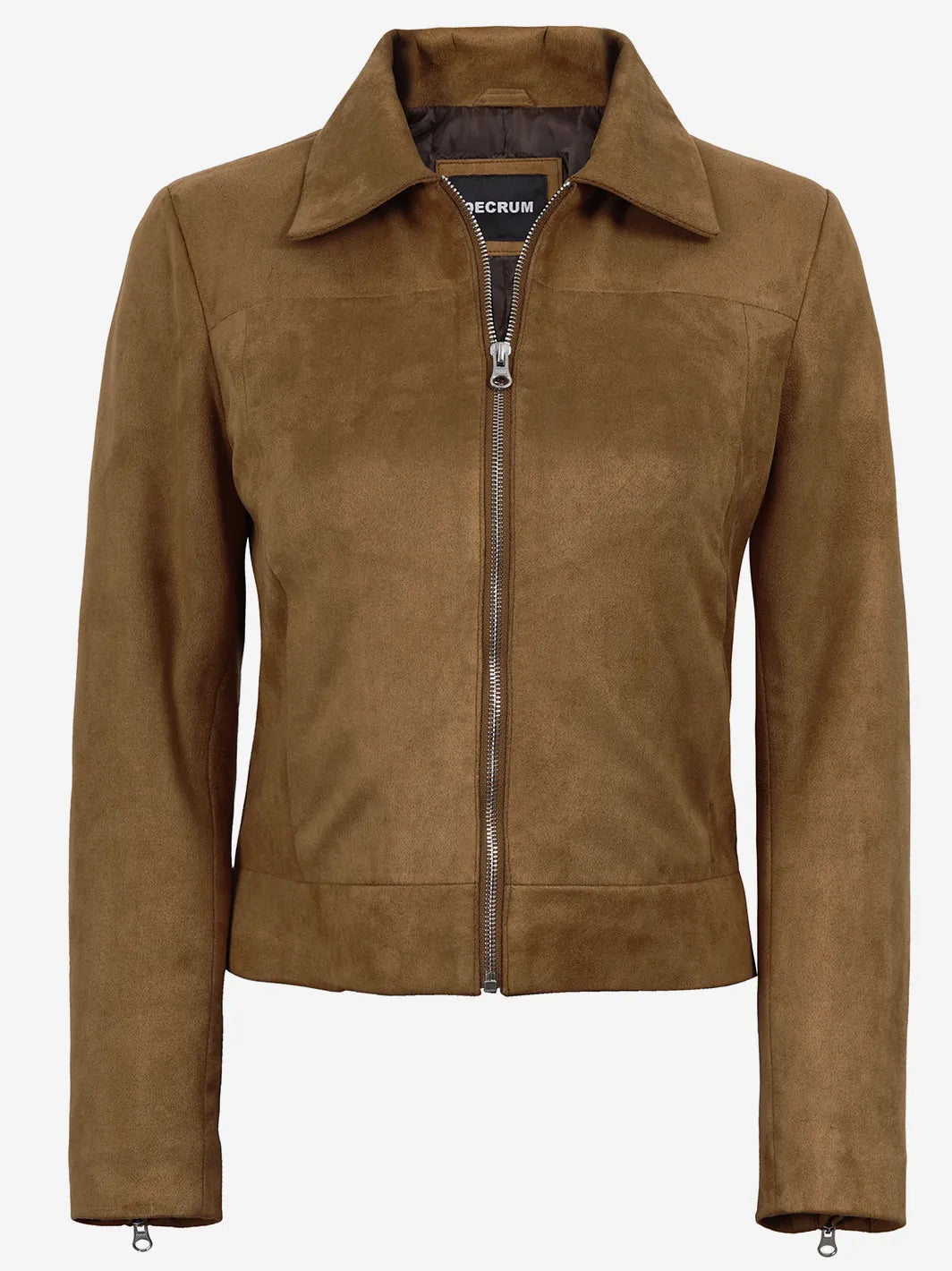 Women's Light Brown Faux Suede Harrington Jacket - Image 4