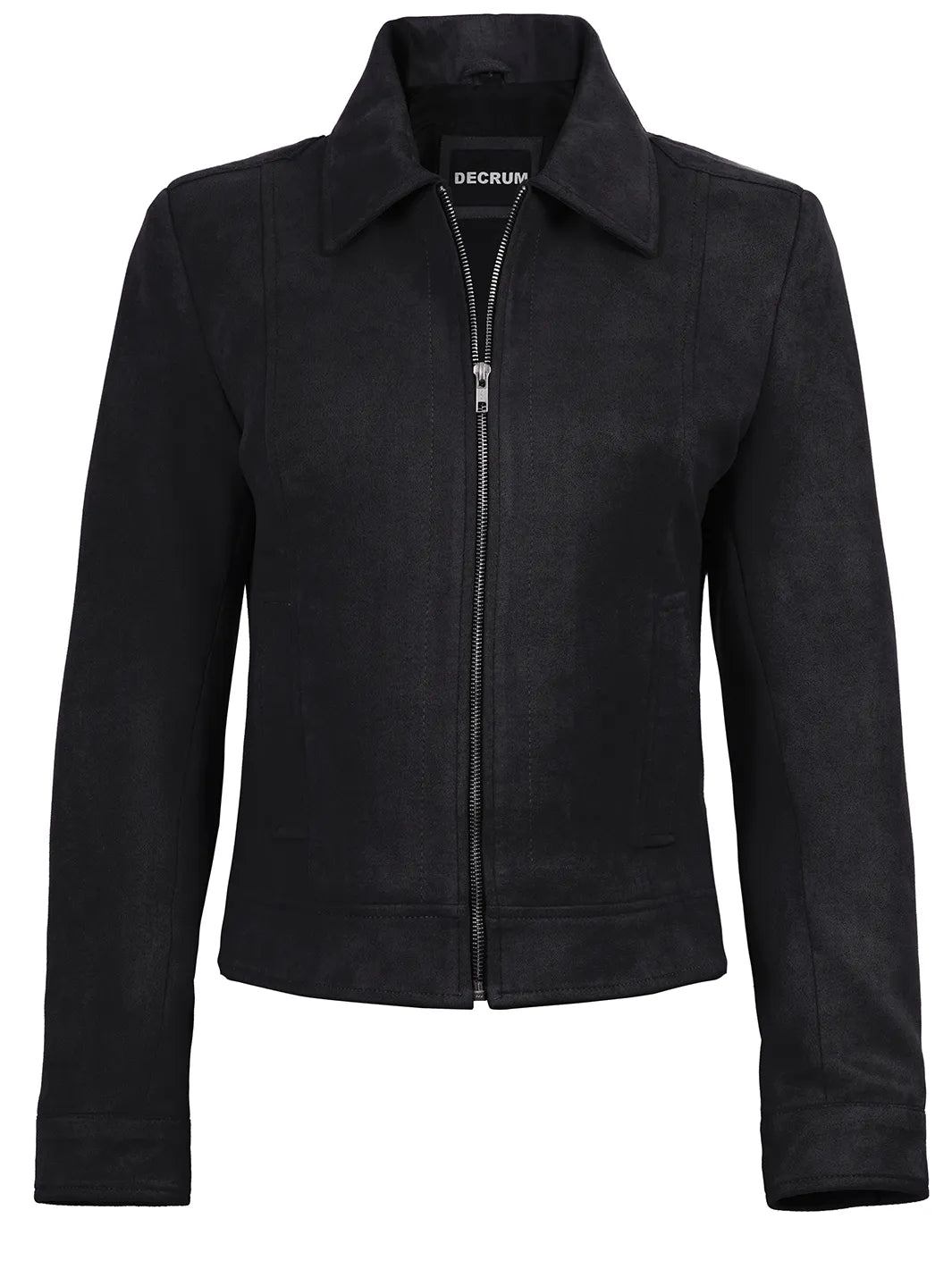 Women's Black Faux Suede Harrington Jacket - Image 4