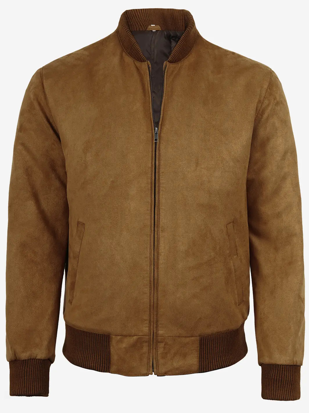 Adamsville Men's Light Brown Faux Suede Bomber Jacket - Image 4