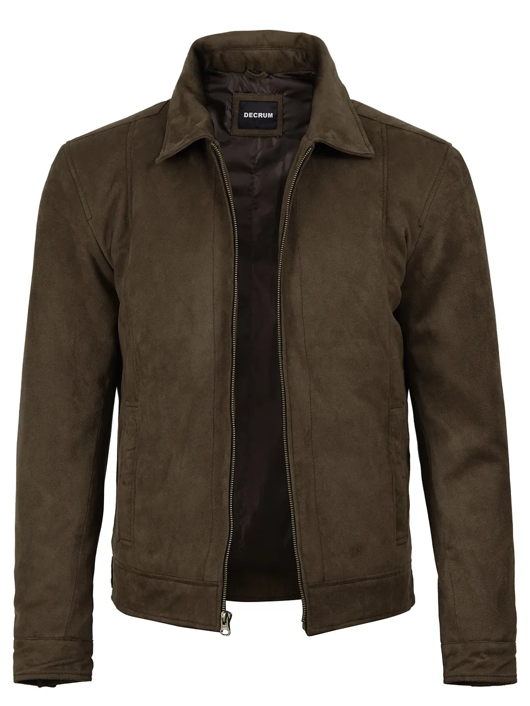 Men's Dark Brown Faux Suede Harrington Jacket - Image 3