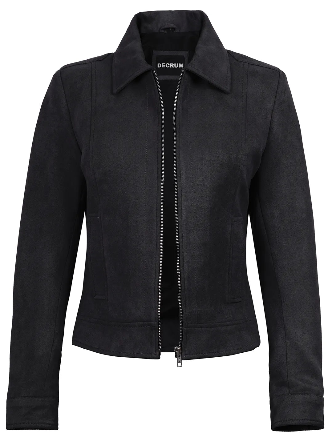 Women's Black Faux Suede Harrington Jacket - Image 3
