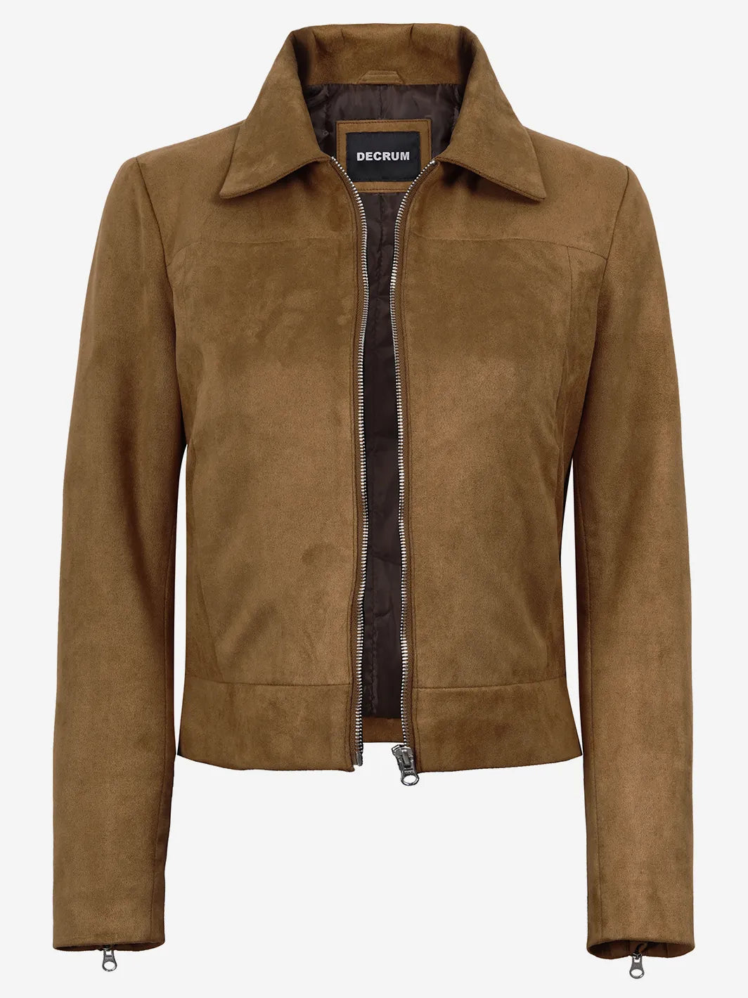 Women's Light Brown Faux Suede Harrington Jacket - Image 3
