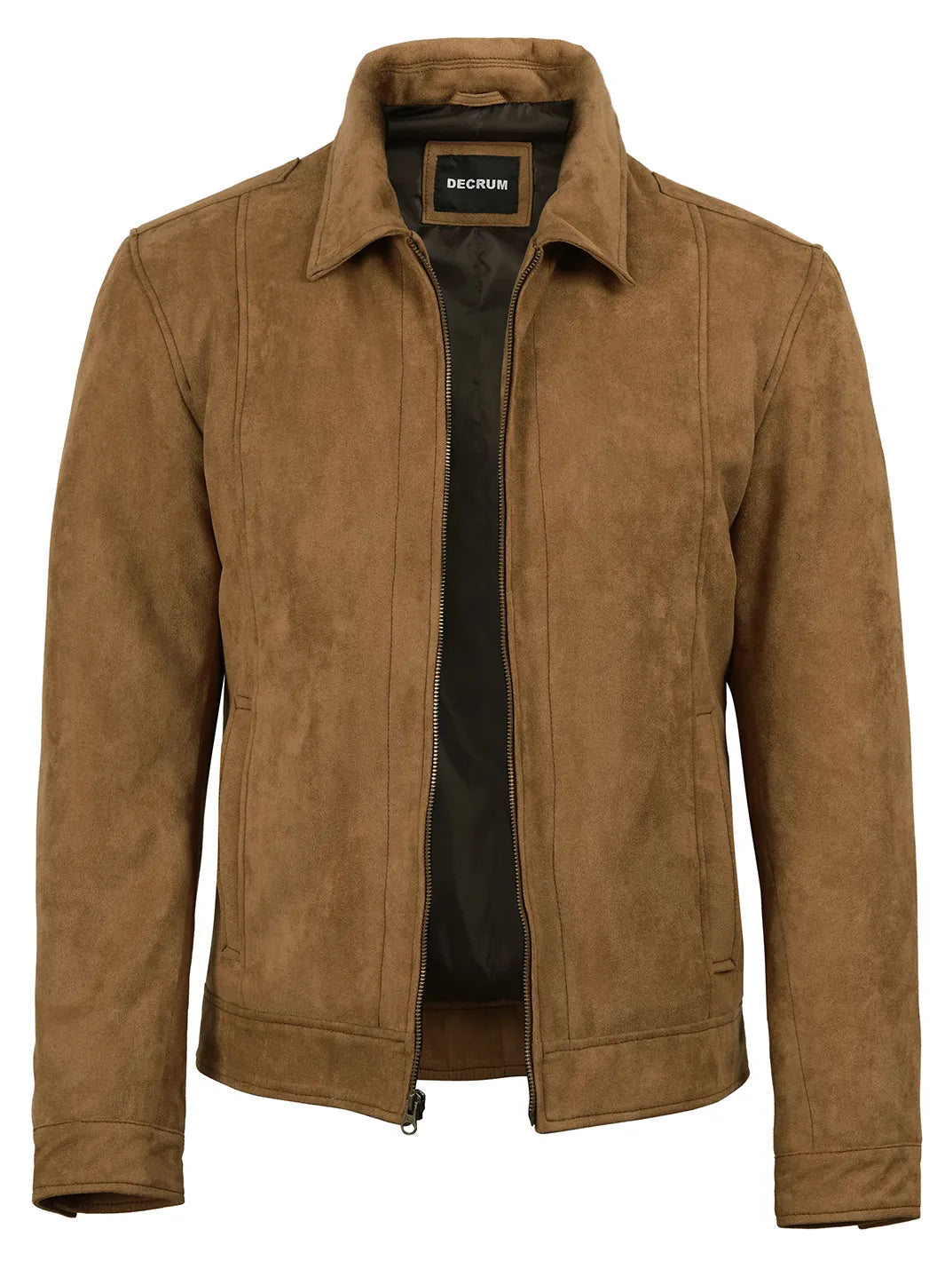 Men's Light Brown Faux Suede Harrington Jacket - Image 3