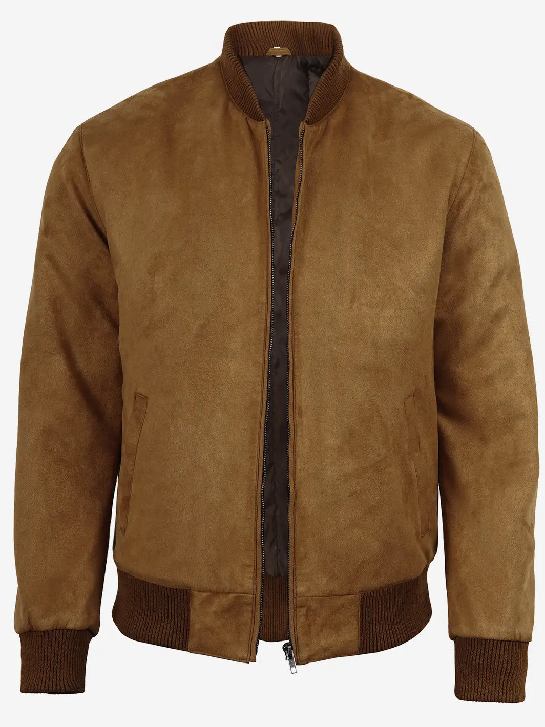Adamsville Men's Light Brown Faux Suede Bomber Jacket - Image 3