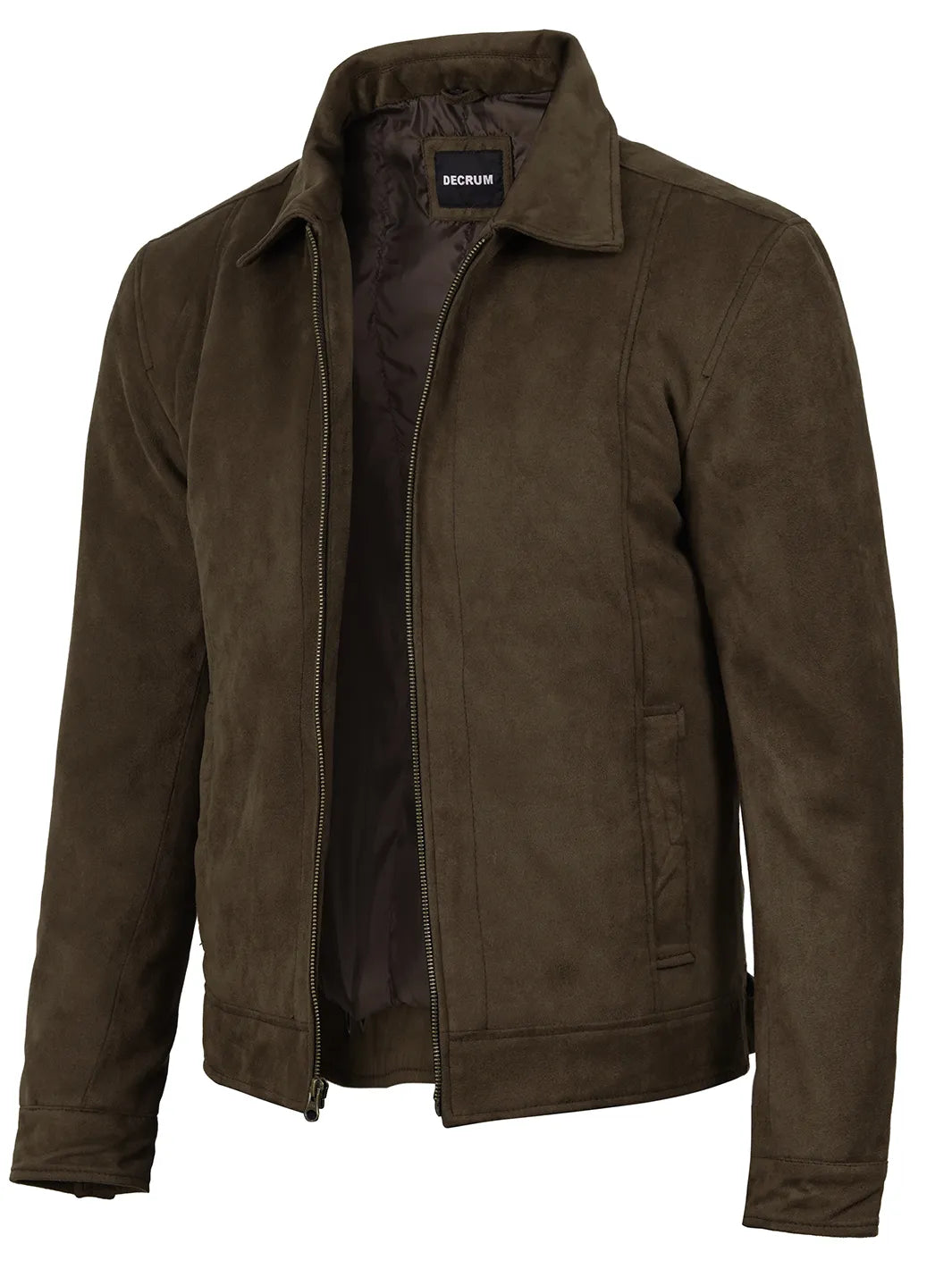 Men's Dark Brown Faux Suede Harrington Jacket