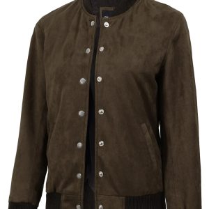 Vera Women's Dark Brown Bomber Faux Suede Jacket