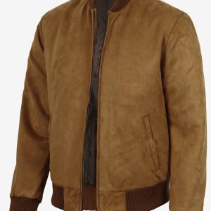 Adamsville Men's Light Brown Faux Suede Bomber Jacket