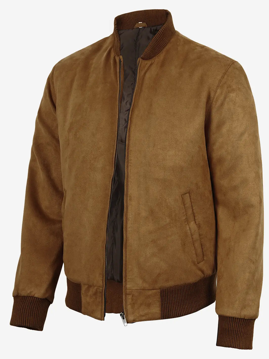 Adamsville Men's Light Brown Faux Suede Bomber Jacket