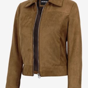 Women's Light Brown Faux Suede Harrington Jacket