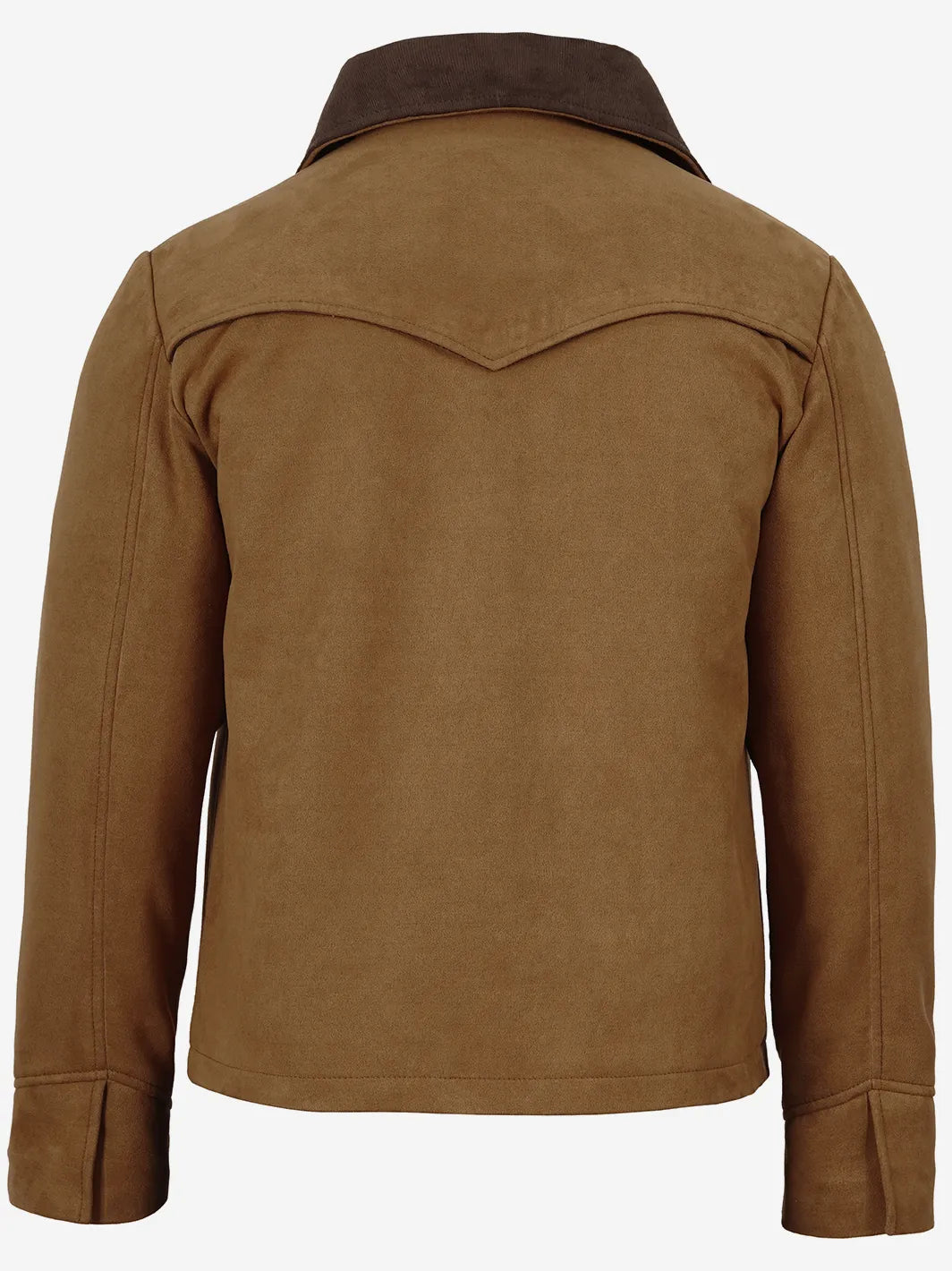 Men's Light Brown Faux Suede Jacket with Western Yoke Detail - Image 2