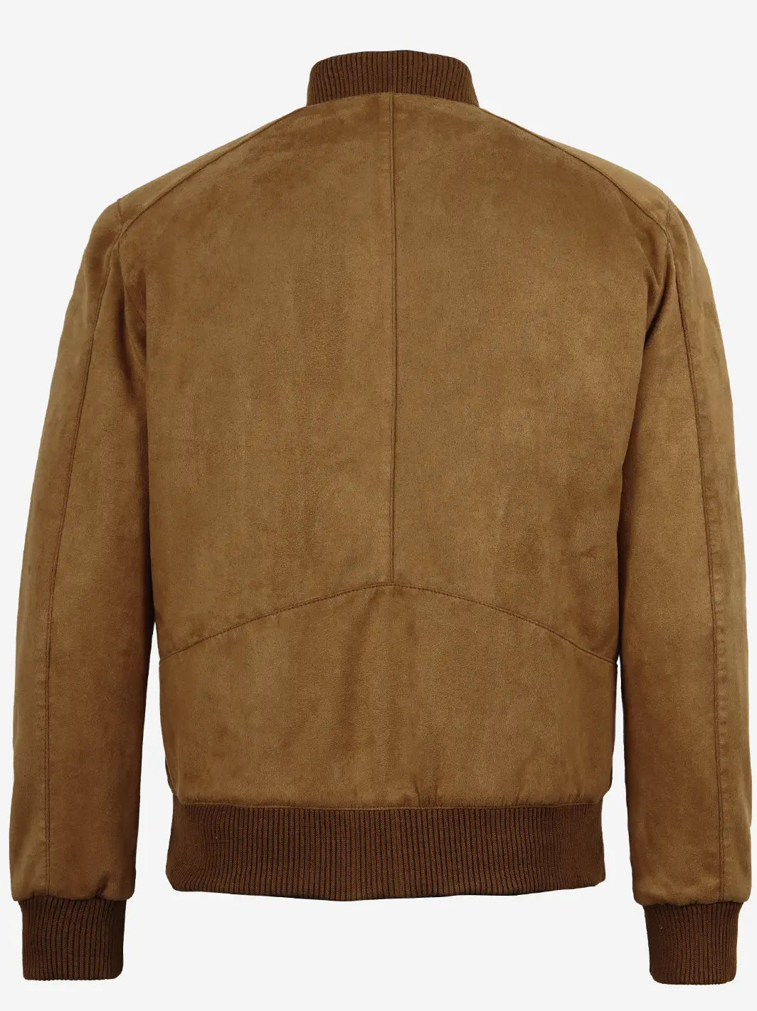 Adamsville Men's Light Brown Faux Suede Bomber Jacket - Image 2
