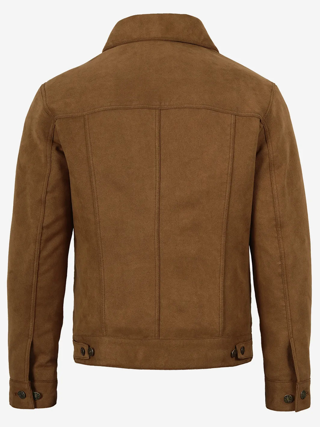 Men's Light Brown Faux Suede Trucker Jacket - Image 2