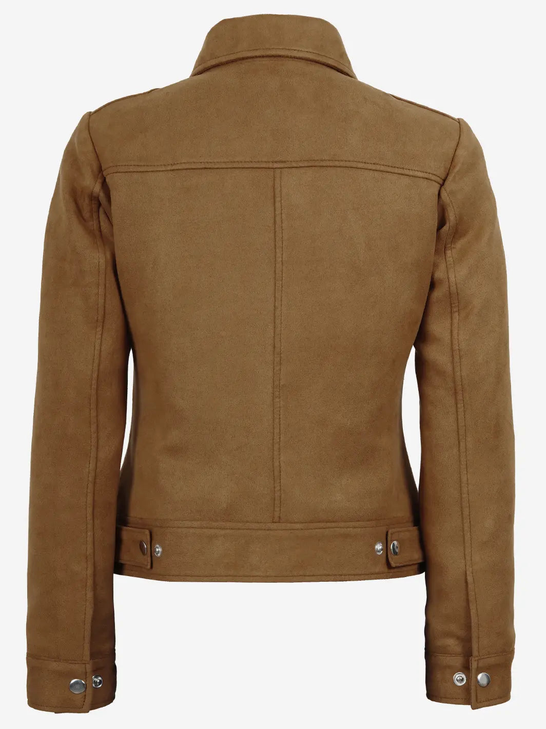 Women's Light Brown Faux Suede Harrington Jacket - Image 2