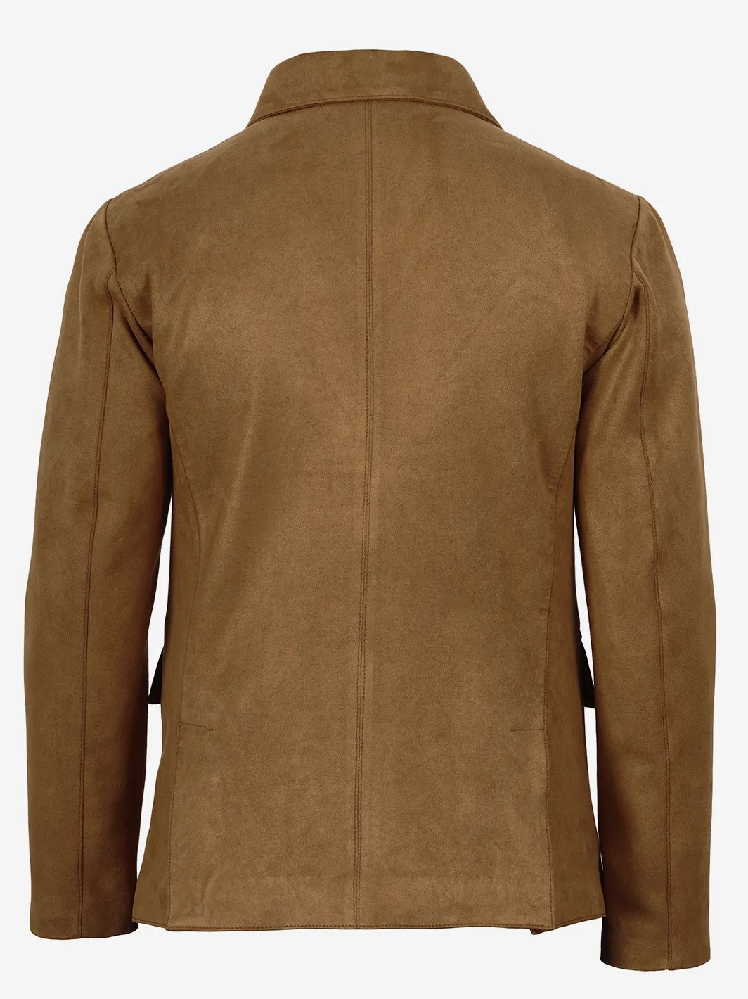 Men's Light Brown Faux Suede Blazer — 2-Button Notch Lapel - Image 2