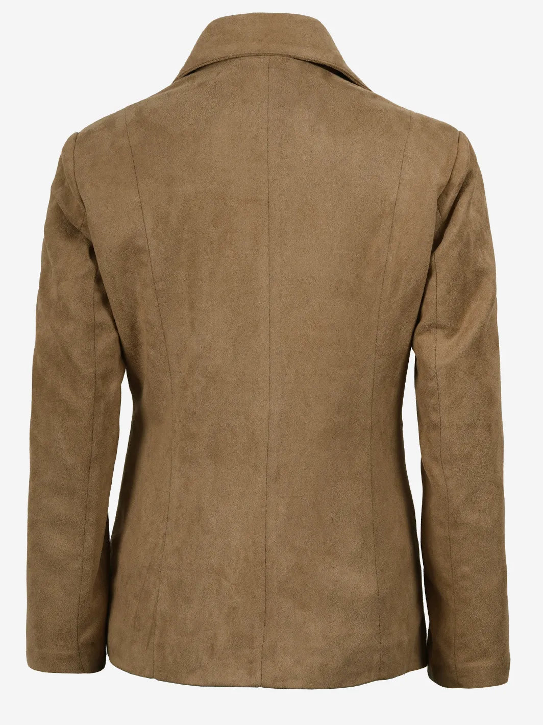 Women's Camel Faux Suede Notch Lapel Blazer - Image 2