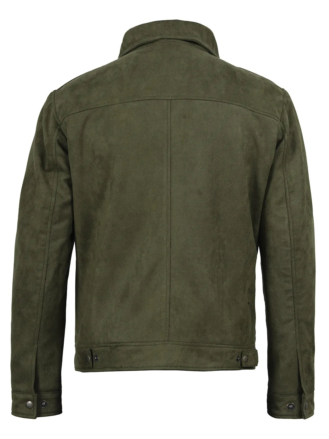 Men's Olive Green Brown Faux Suede Harrington Jacket - Image 2