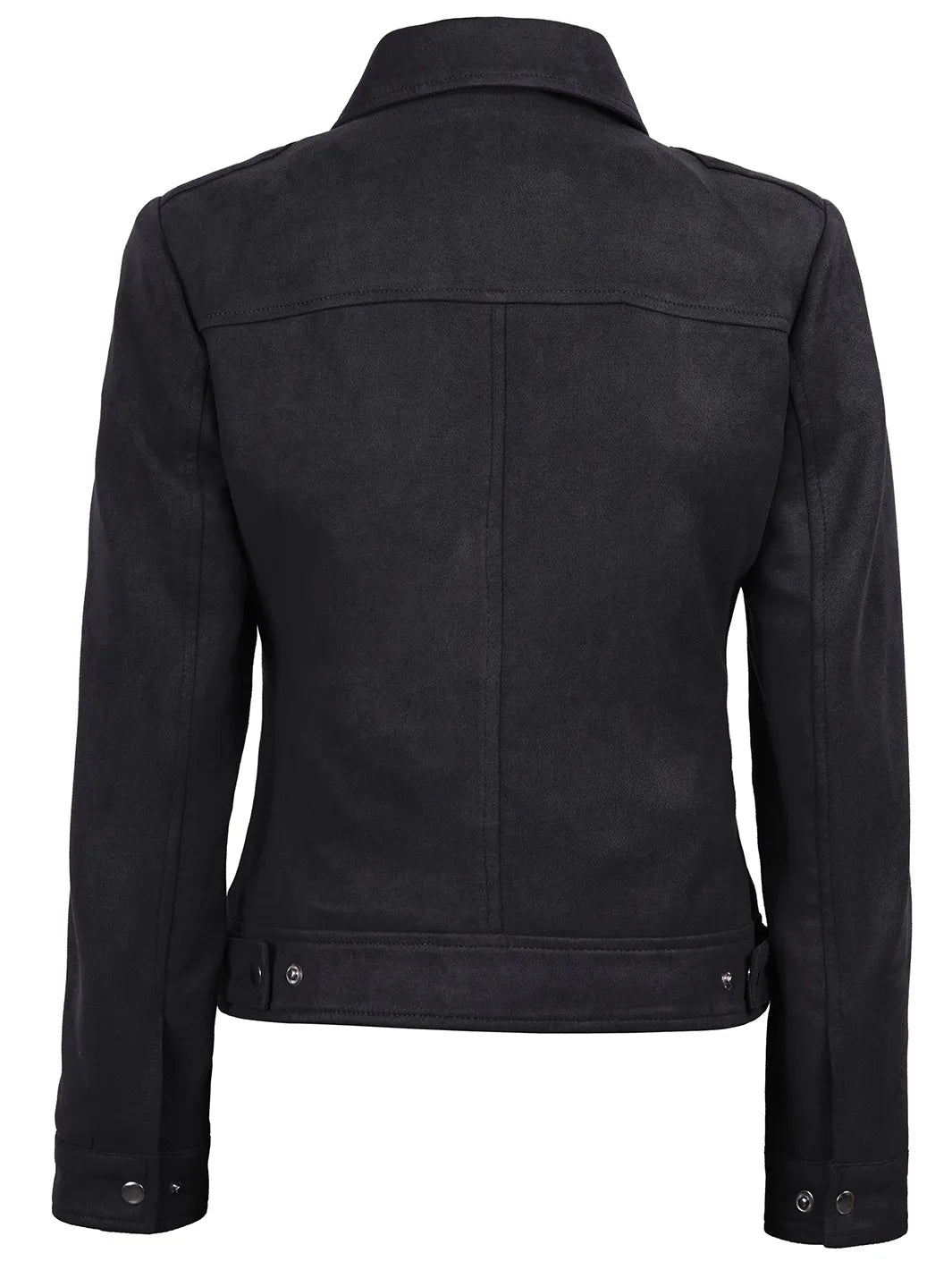 Women's Black Faux Suede Harrington Jacket - Image 2
