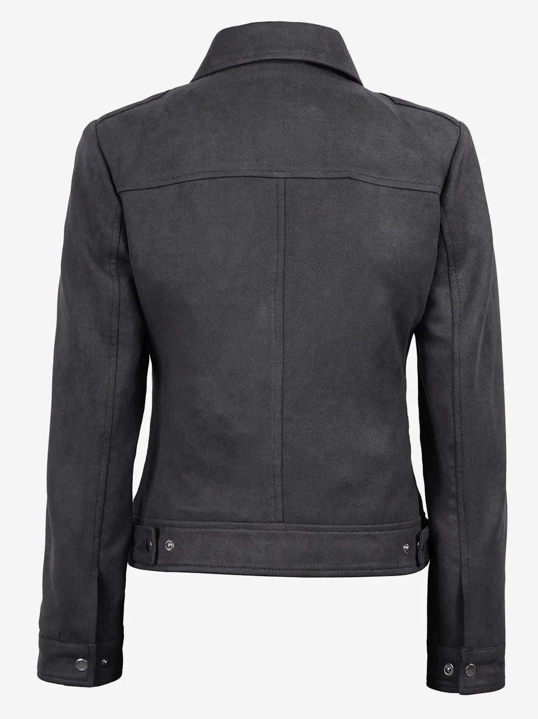 Women's Dark Grey Faux Suede Harrington Jacket - Image 2