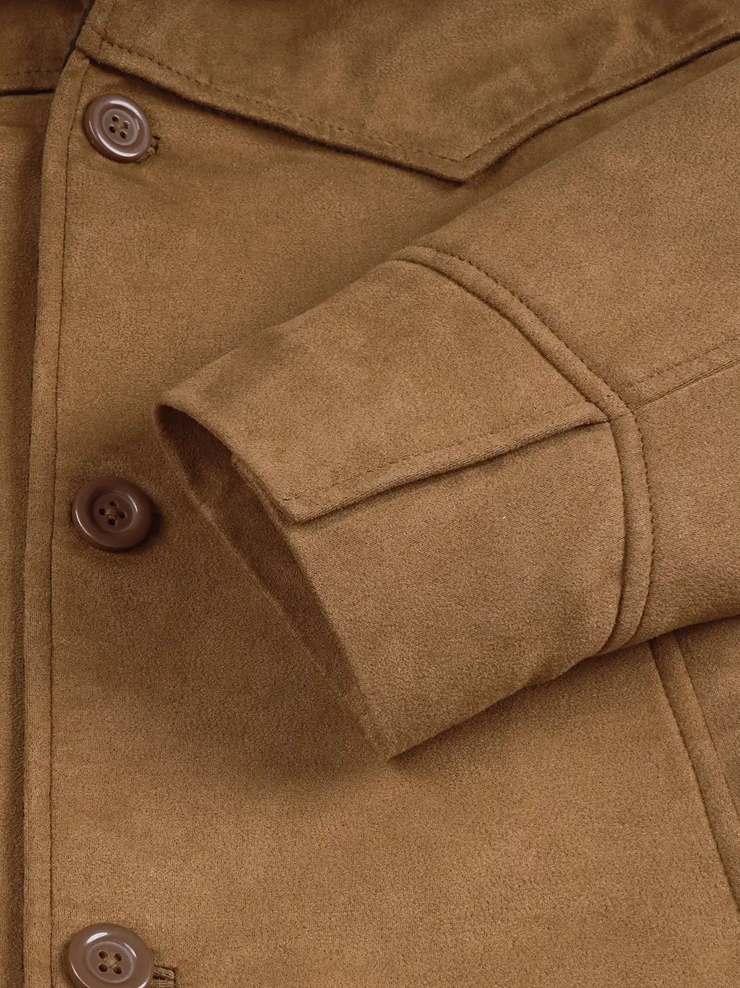 Men's Light Brown Faux Suede Jacket with Western Yoke Detail - Image 6