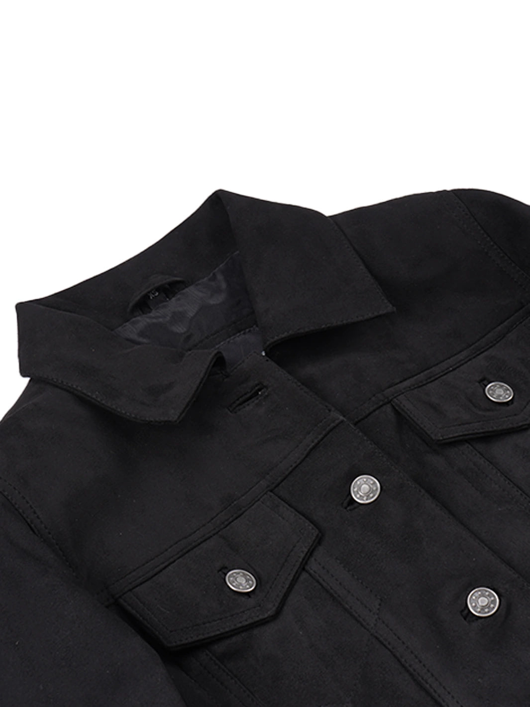 Women's Black Faux Suede Trucker Jacket - Image 5
