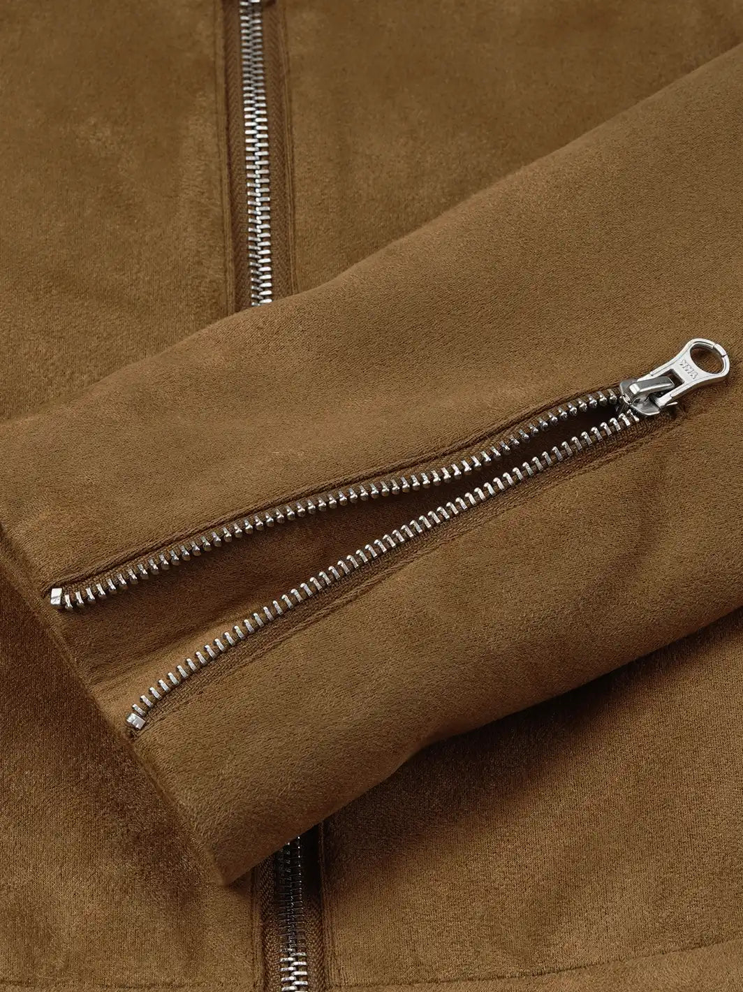 Women's Light Brown Faux Suede Harrington Jacket - Image 7