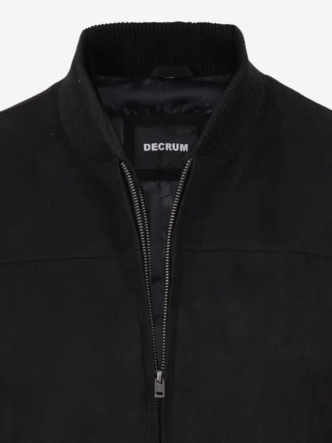Men's Black Faux Suede Bomber Jacket - Image 5