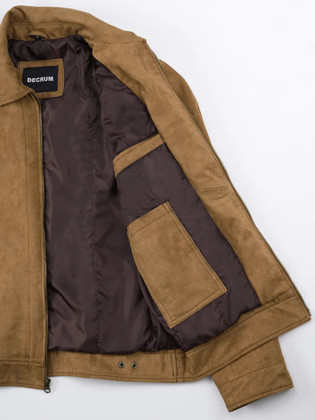 Men's Light Brown Faux Suede Harrington Jacket - Image 6