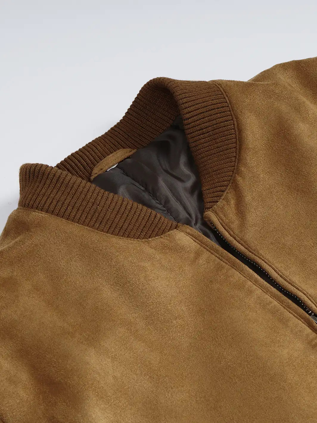 Adamsville Men's Light Brown Faux Suede Bomber Jacket - Image 6