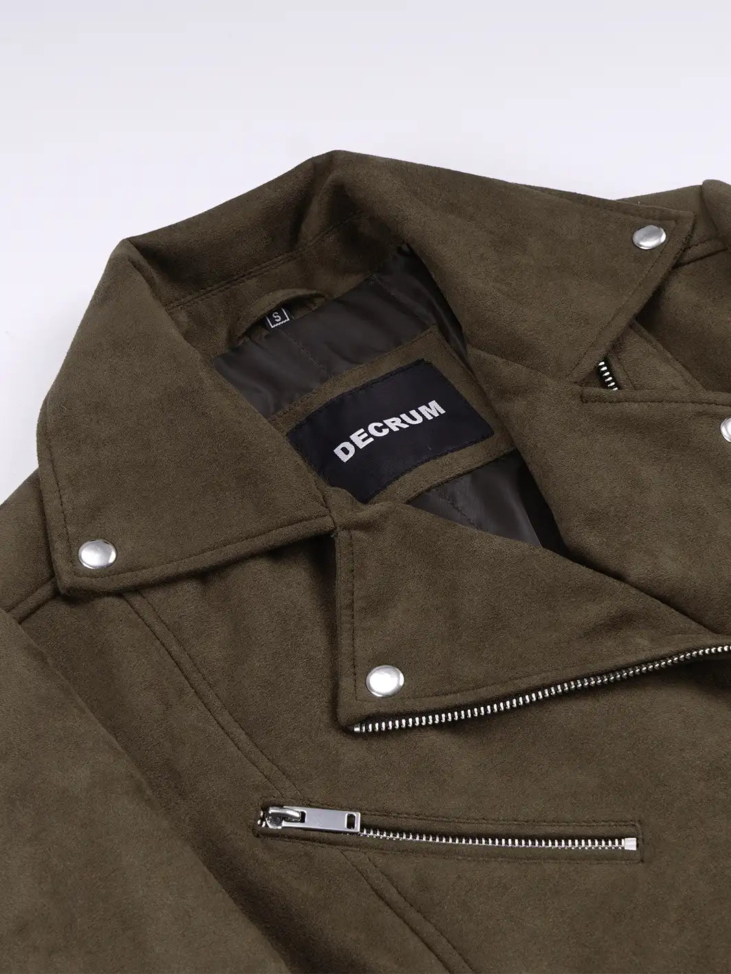 Women's Dark Brown Faux Suede Biker Style Jacket - Image 6