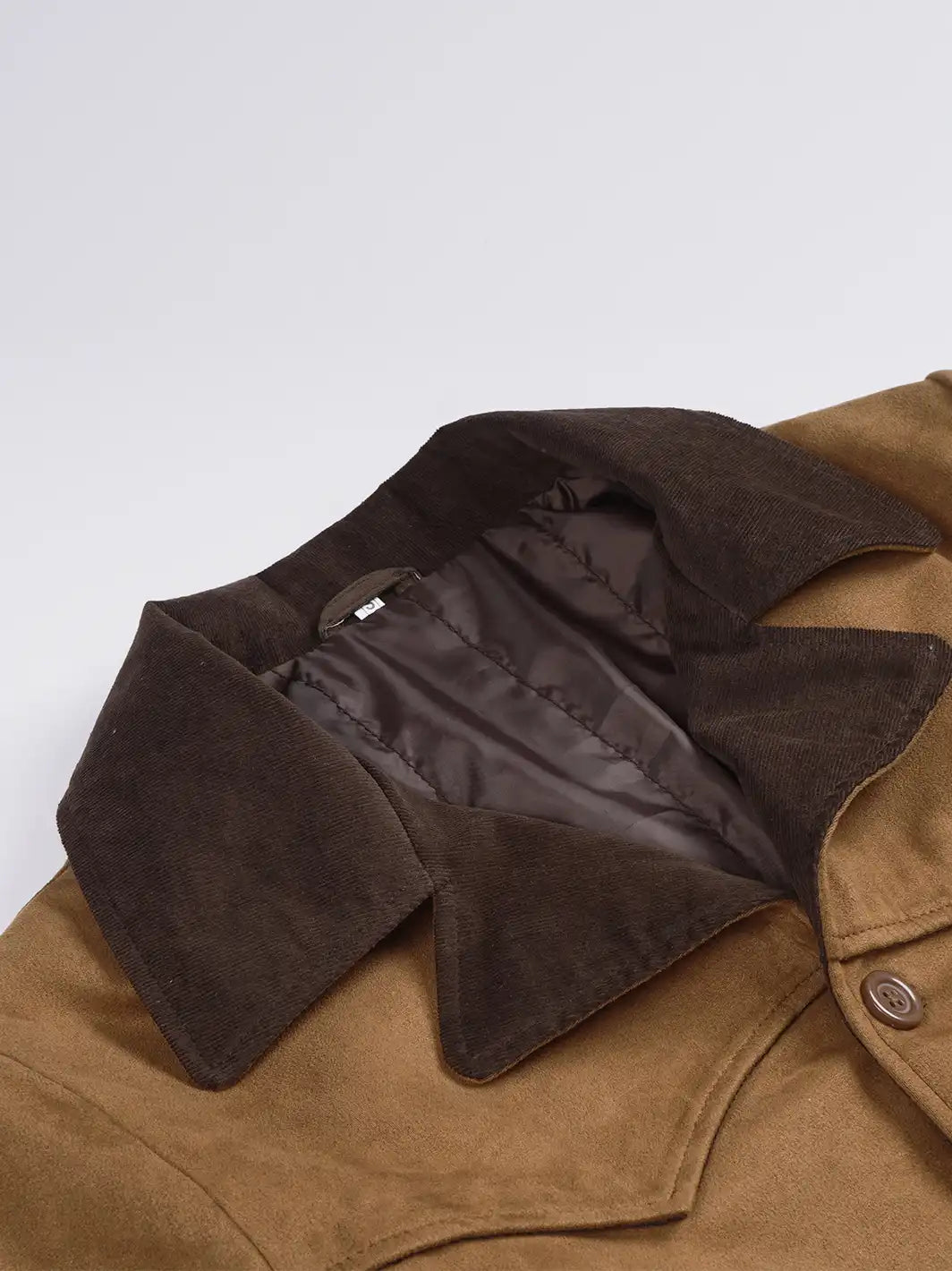Men's Light Brown Faux Suede Jacket with Western Yoke Detail - Image 5