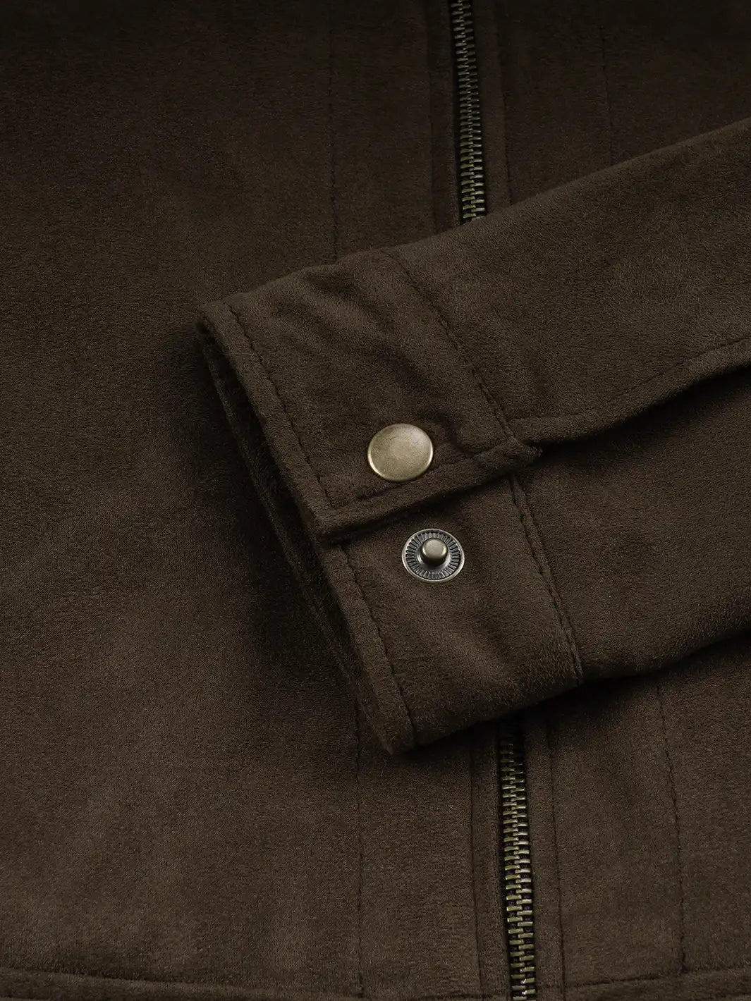 Men's Dark Brown Faux Suede Harrington Jacket - Image 5