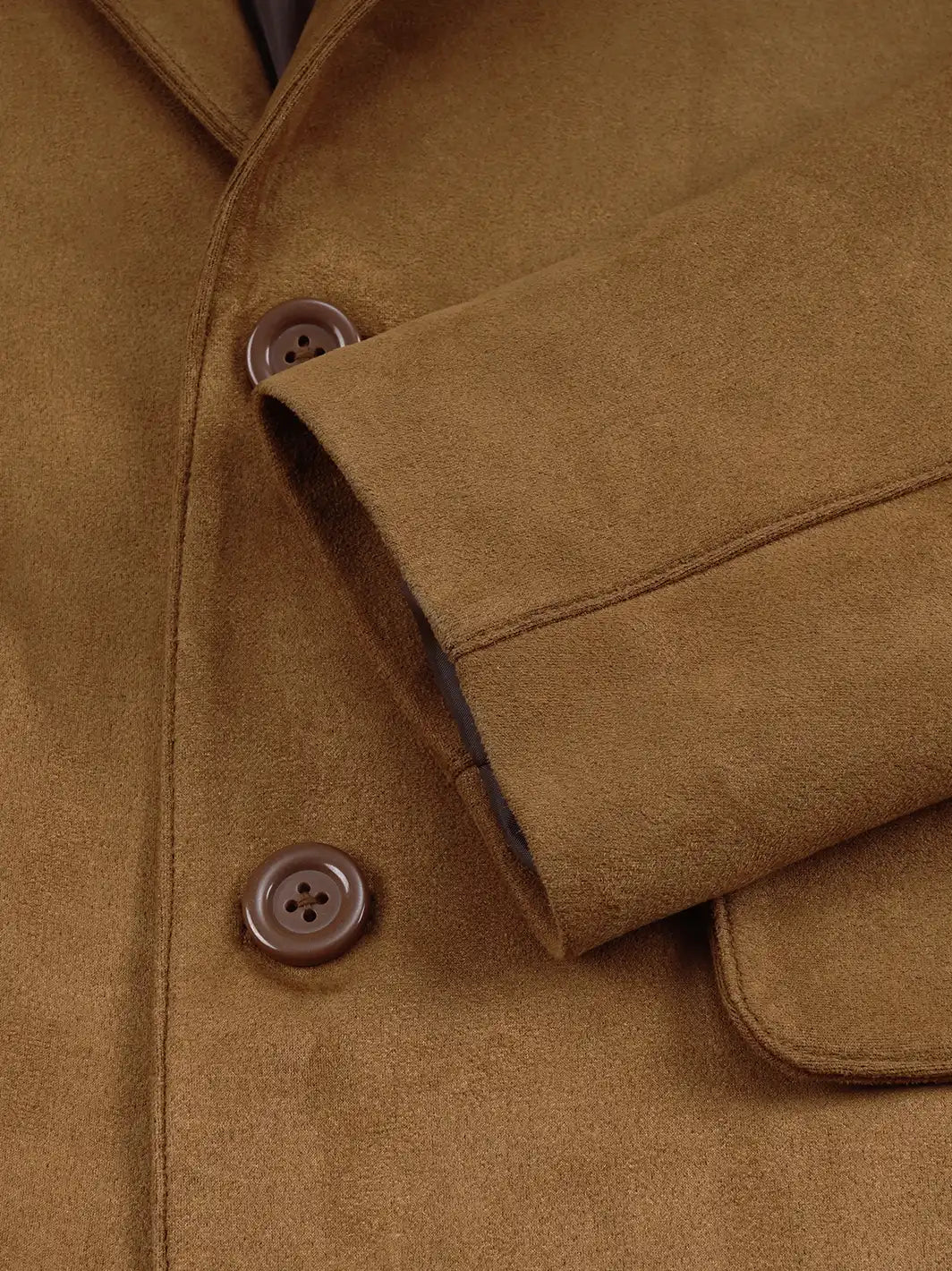 Men's Light Brown Faux Suede Blazer — 2-Button Notch Lapel - Image 6