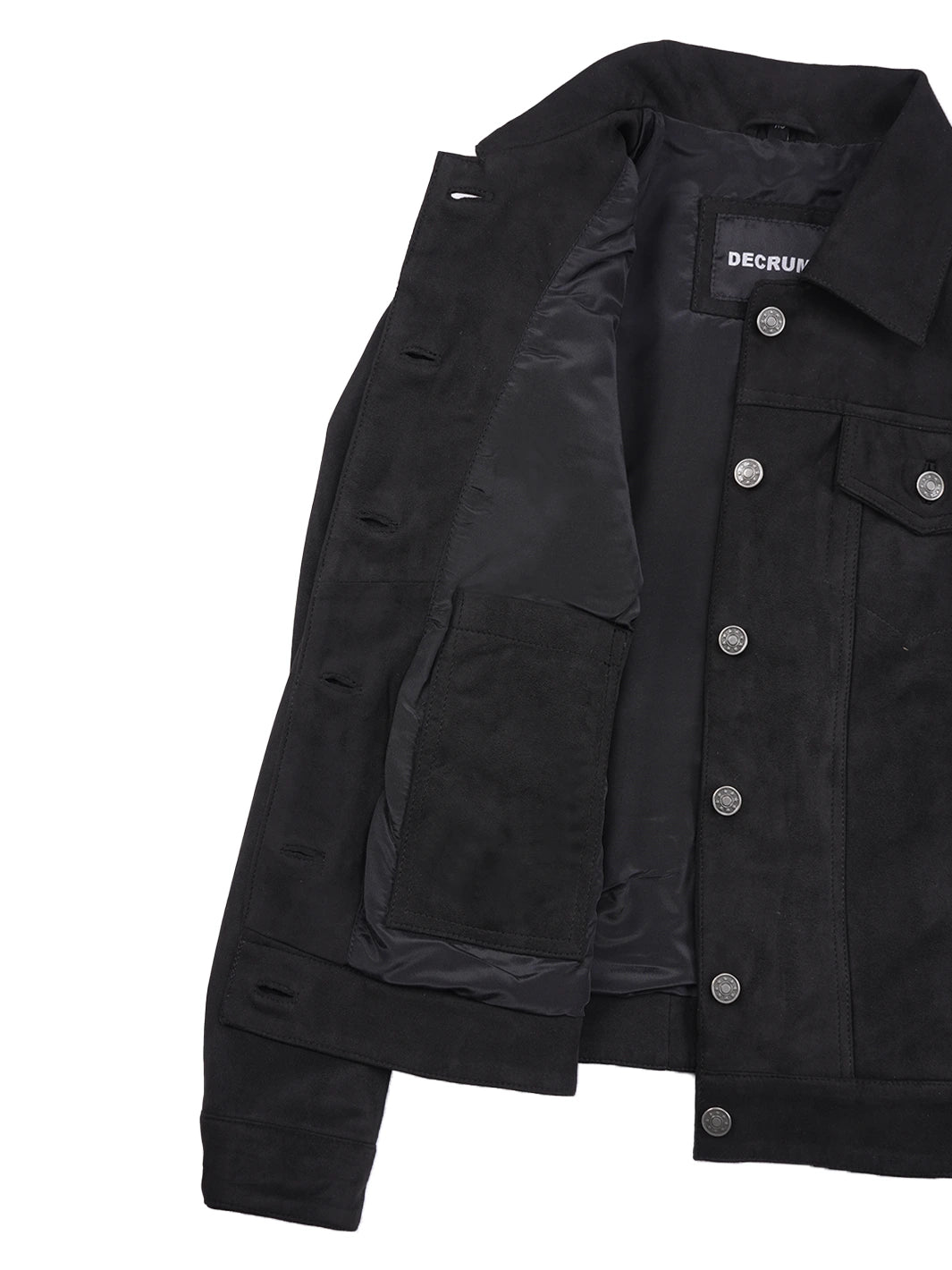 Women's Black Faux Suede Trucker Jacket - Image 6