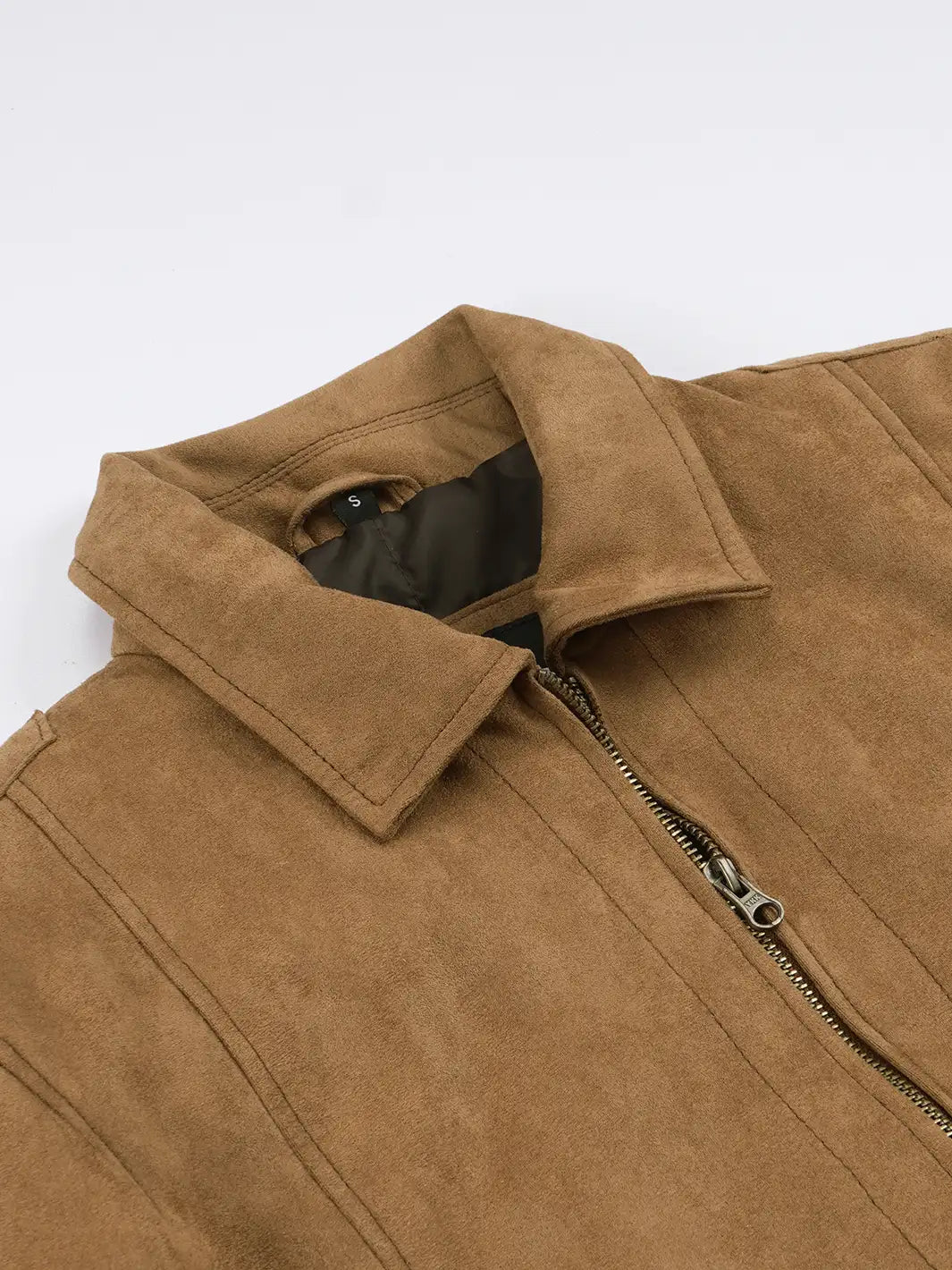 Men's Light Brown Faux Suede Harrington Jacket - Image 7