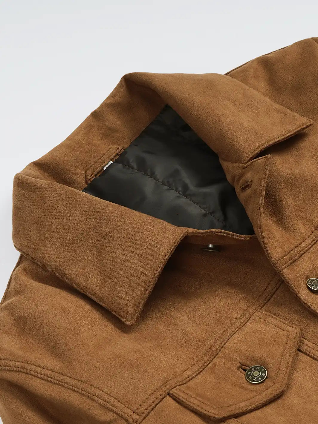 Men's Light Brown Faux Suede Trucker Jacket - Image 5