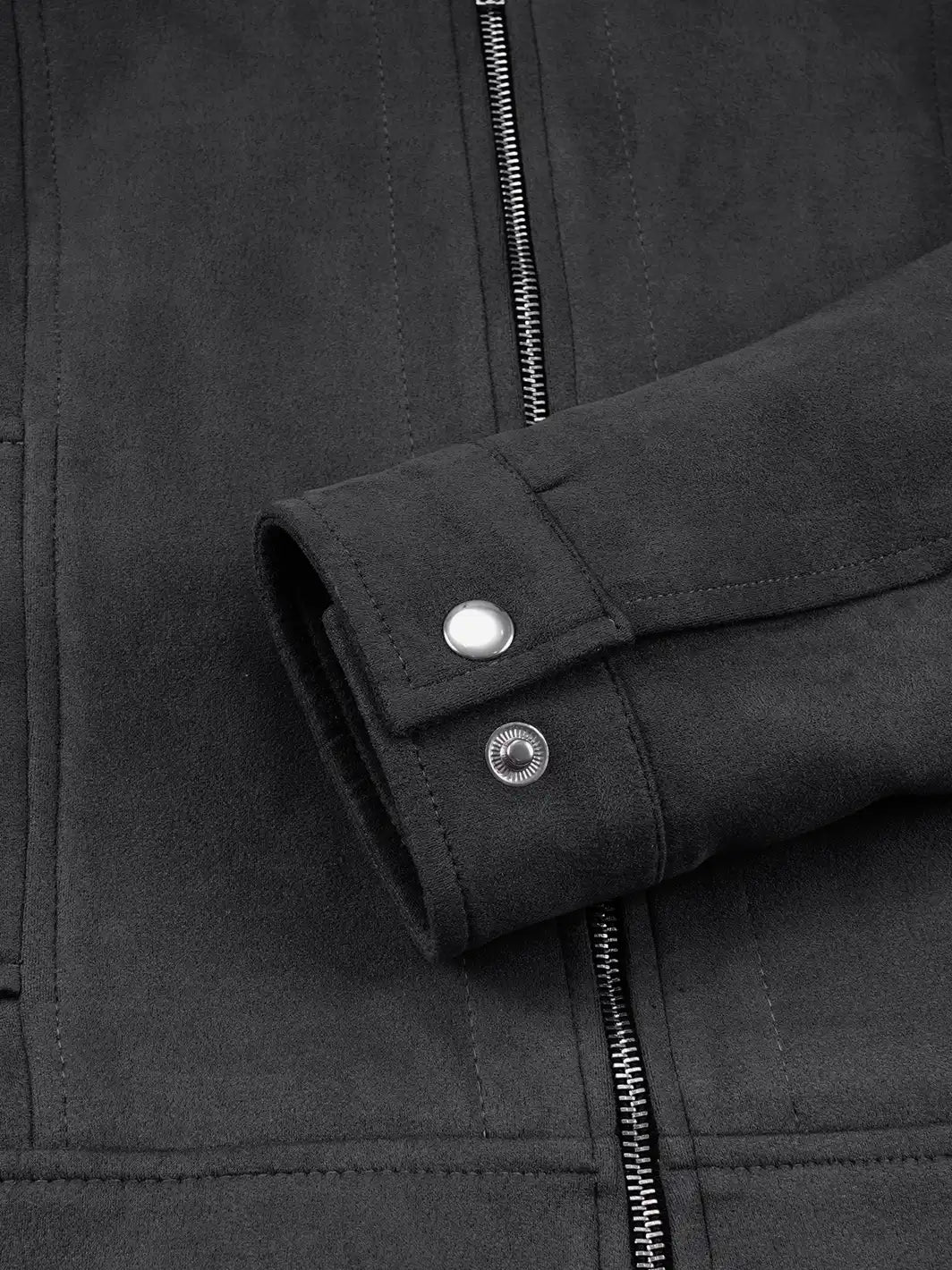 Women's Dark Grey Faux Suede Harrington Jacket - Image 7