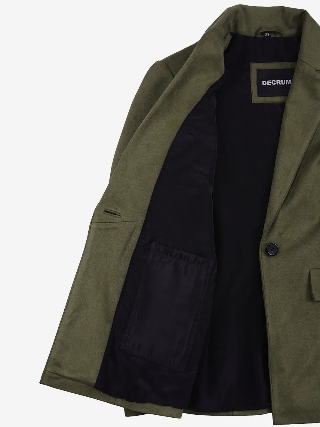Women's Olive Green Faux Suede Notch Lapel Blazer - Image 7