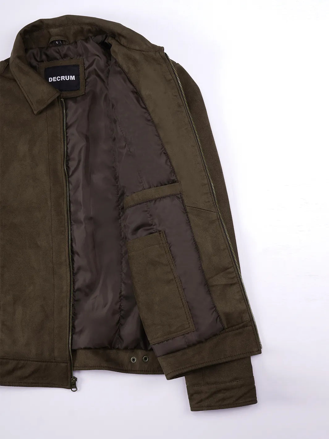 Men's Dark Brown Faux Suede Harrington Jacket - Image 7