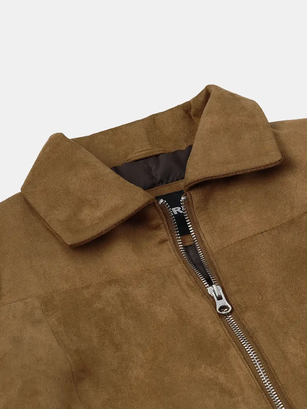 Women's Light Brown Faux Suede Harrington Jacket - Image 6