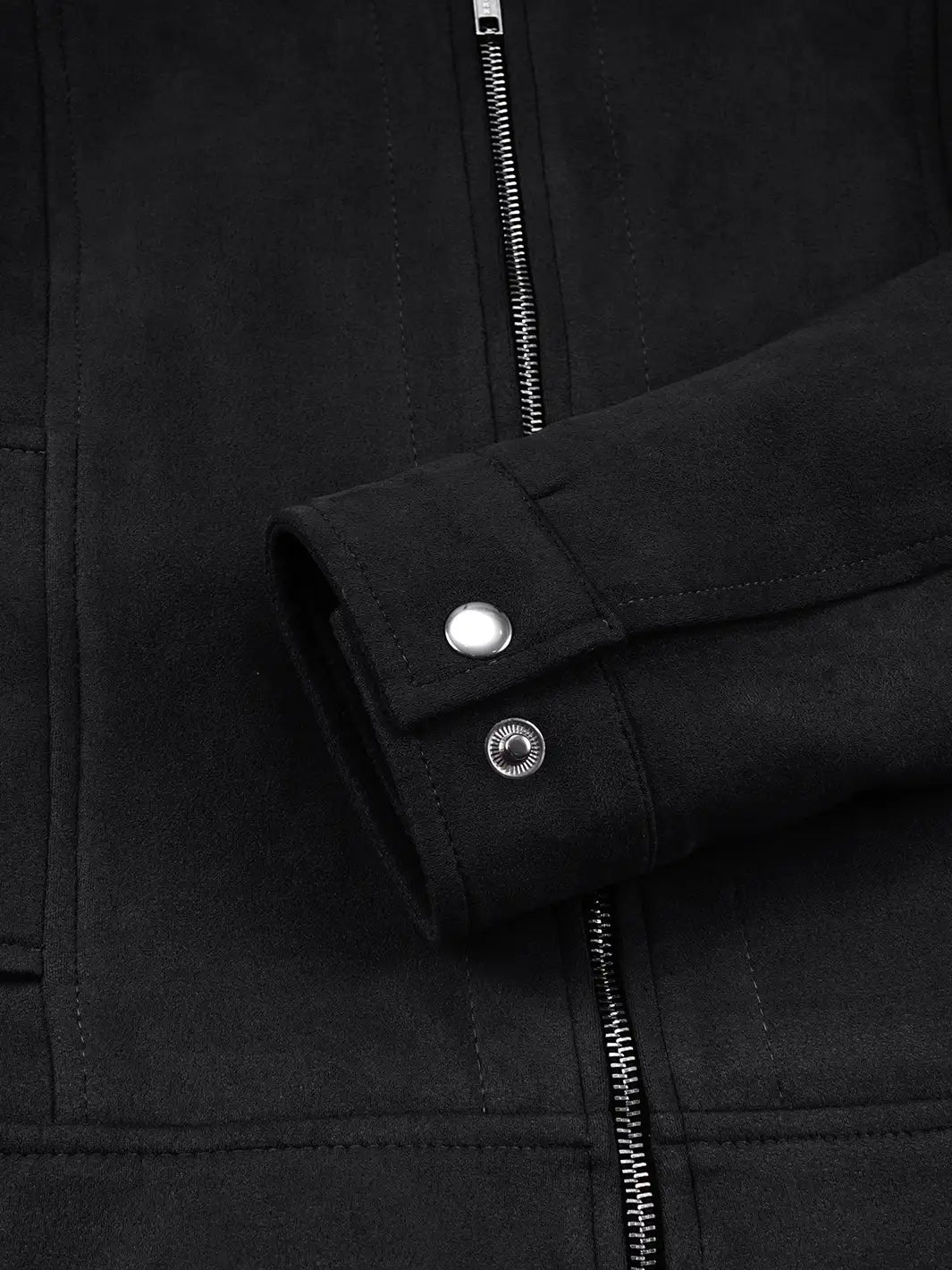 Women's Black Faux Suede Harrington Jacket - Image 6