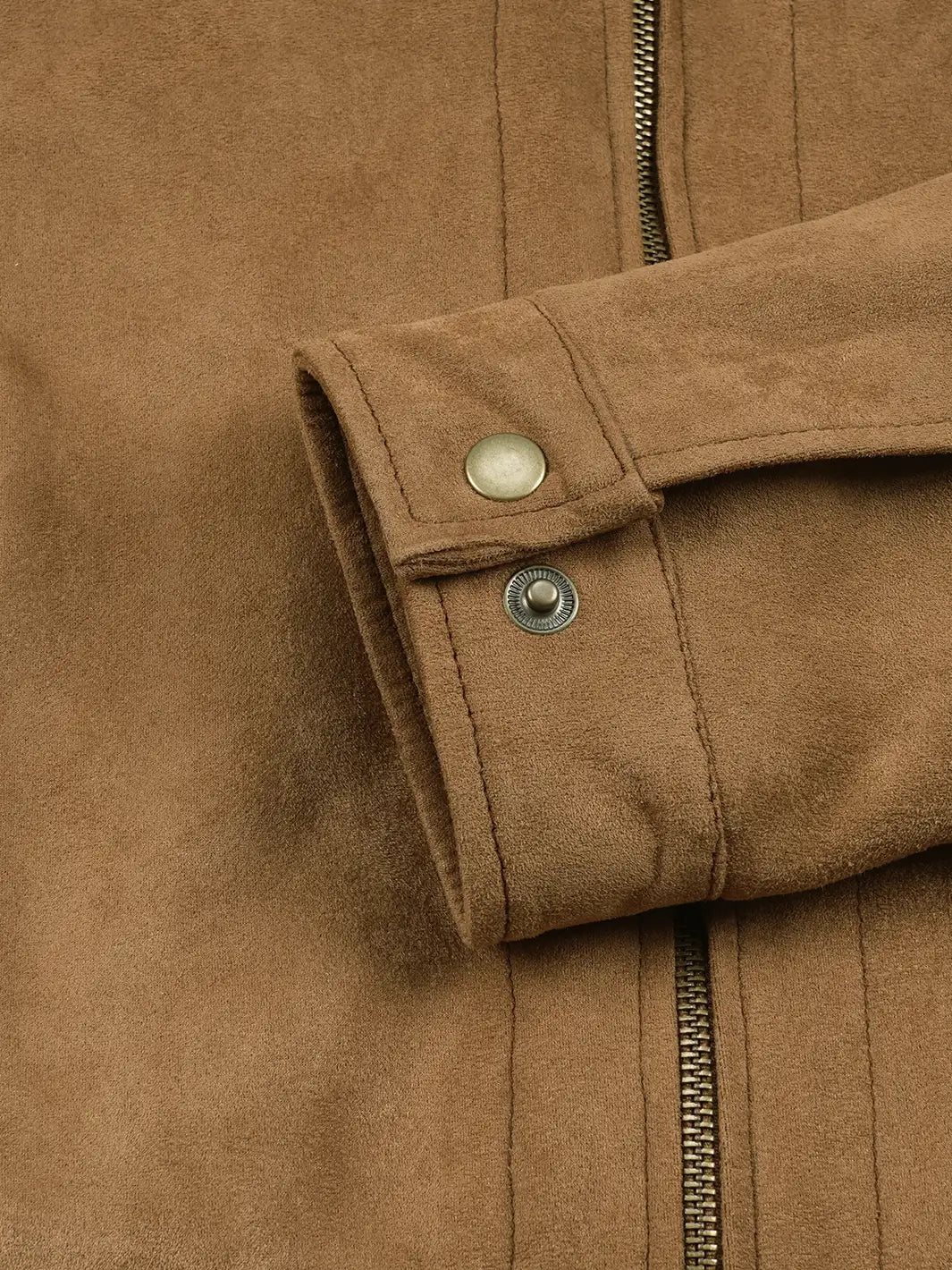 Men's Light Brown Faux Suede Harrington Jacket - Image 5