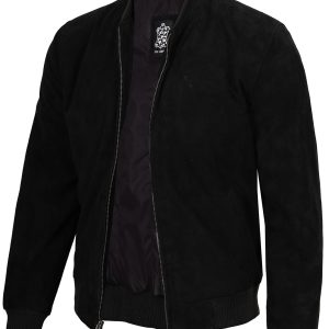 Adamsville Men's Black Suede Bomber Jacket