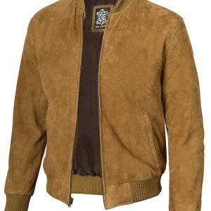 Men's Brown Suede Bomber Jacket