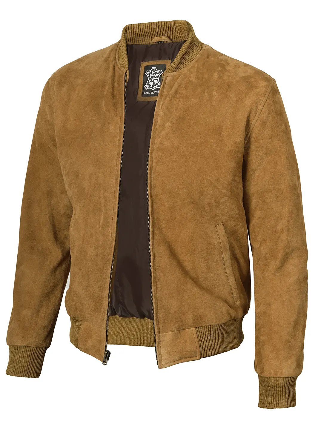 Men's Brown Suede Bomber Jacket