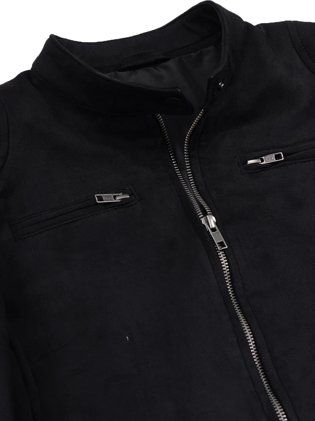 Women's Black Faux Suede Biker Style Jacket - Image 3