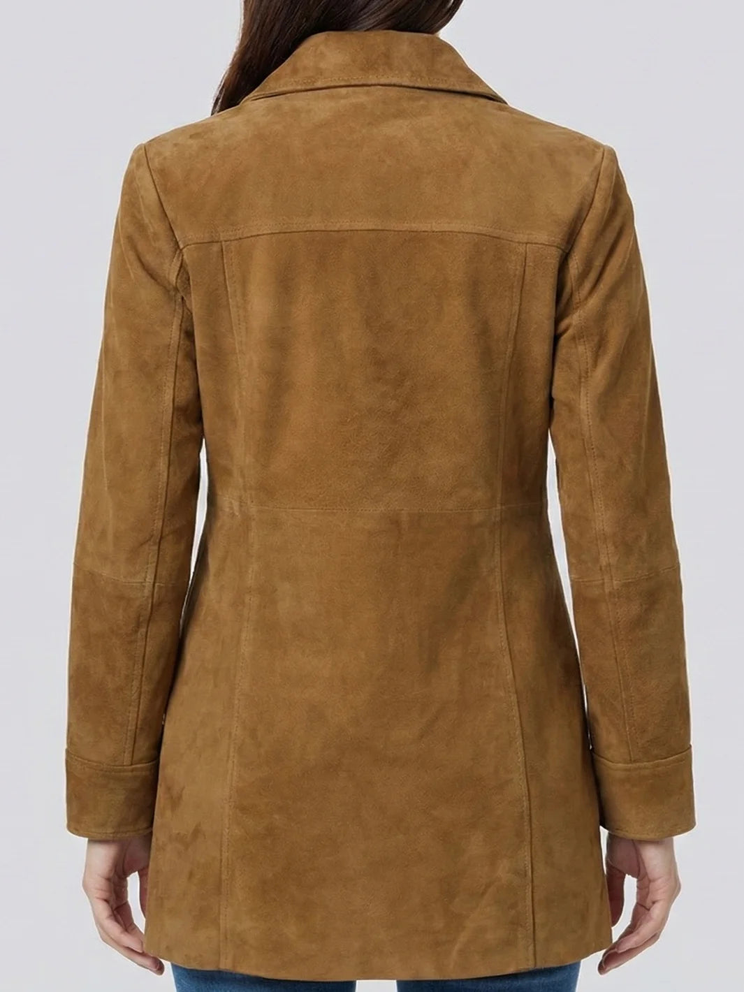 Women's Brown Suede Car Coat - Image 3